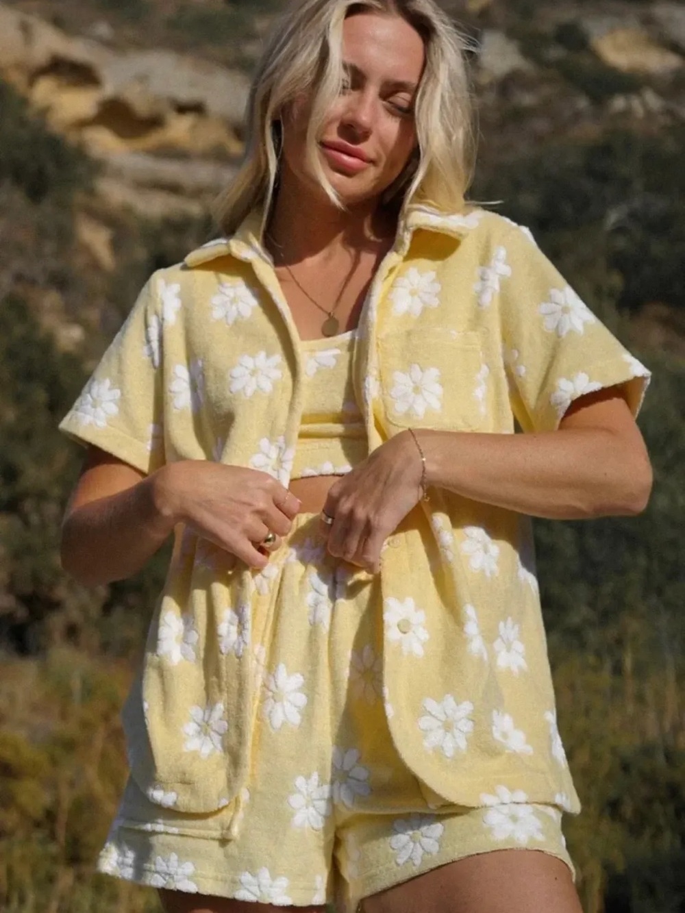 Yllw The Label Terry Cloth Button Up